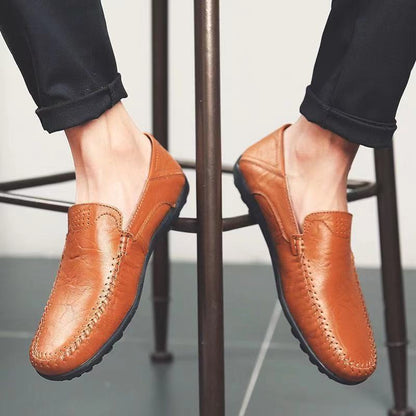 Damen Mokassin Leder Schuhe Handgenäht Elegant