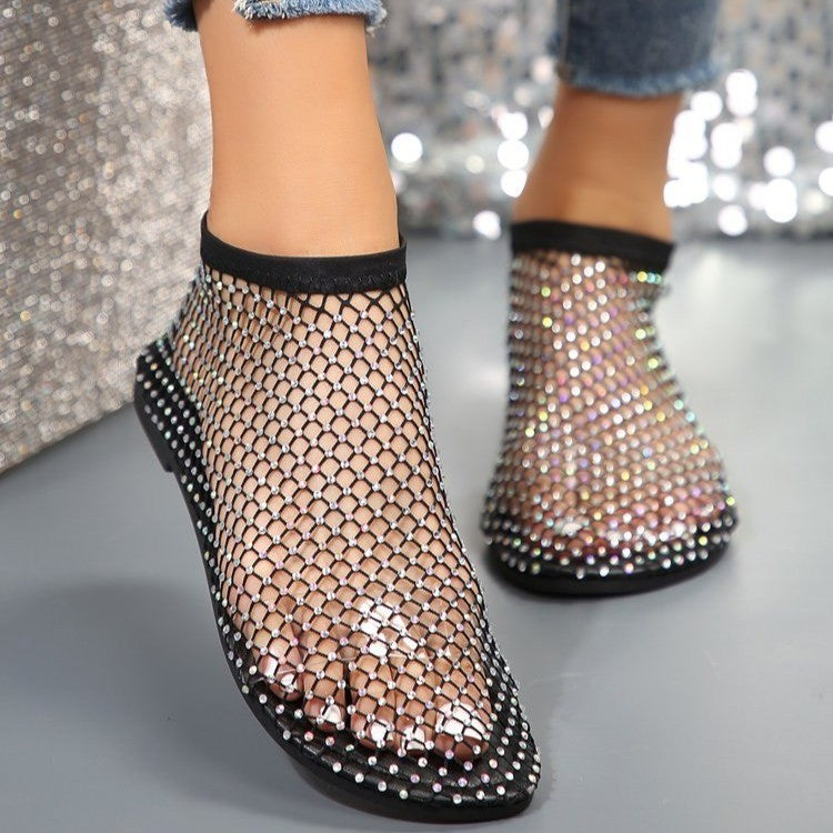 Glitzernde Damen Sandalen mit Strasssteinen Offene Zehen