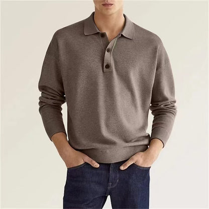 Herren Polo Sweatshirt Lässig Mit Knöpfen Modern