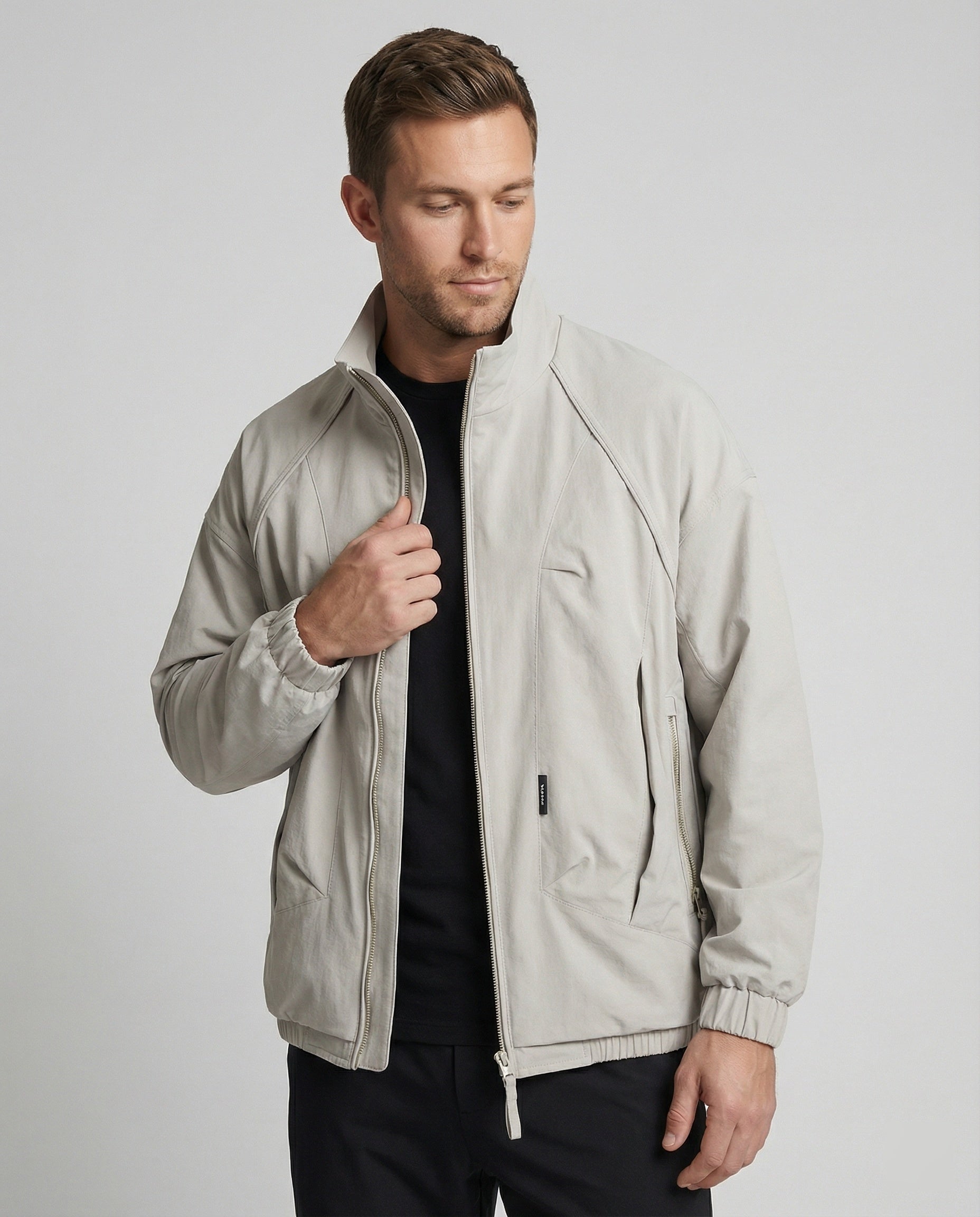 Herren Blouson Leicht Funktional Reißverschluss Raglan Ärmel - BerlinGlamour