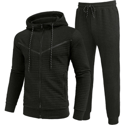 Herren Fleece Jogginganzug mit Struktur Optik Grau - BerlinGlamour