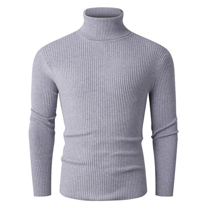 Herren Rollkragenpullover Gerippt Strick Modern Schwarz