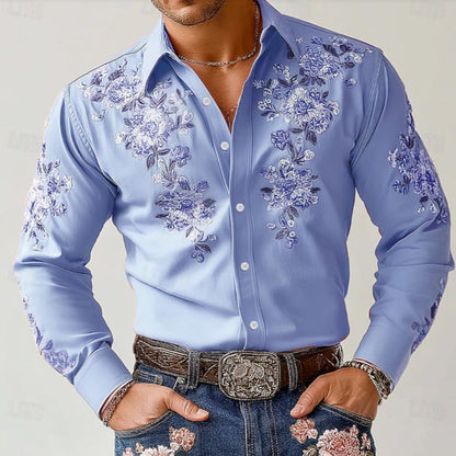Herren Hemd mit Blumenmuster Elegant Modern