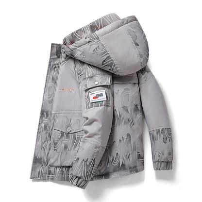 Herren Winterjacke Steppjacke Verstellbares Kapuzen-Design Praktische Taschen - BerlinGlamour