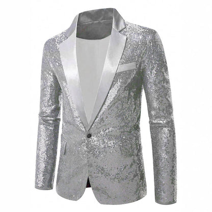 Herren Blazer Pailletten mit Satin Revers Elegant