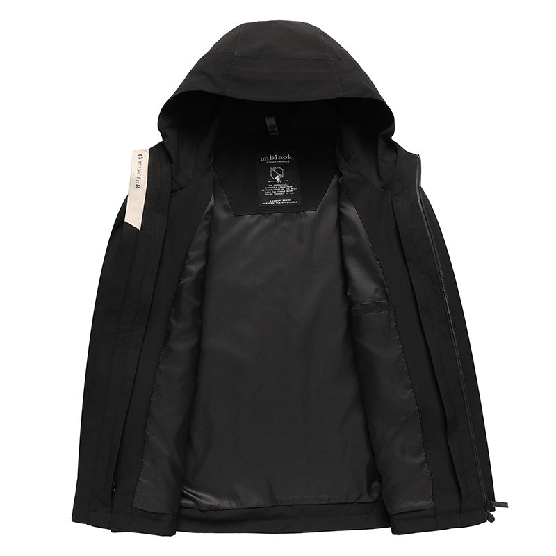 Herren Outdoorjacke Wandern Waterproof mit abnehmbarer Kapuze
