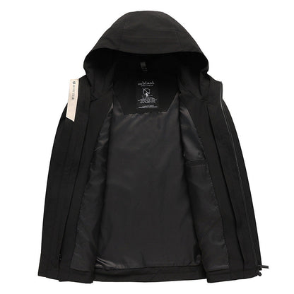 Herren Outdoorjacke Wandern Waterproof mit abnehmbarer Kapuze
