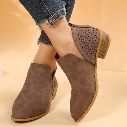 Damen Stiefel Ankle Boots Elegantes Lochmuster Design