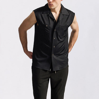 Herren Tanktop Hemd Modern mit Taschen Sportlich