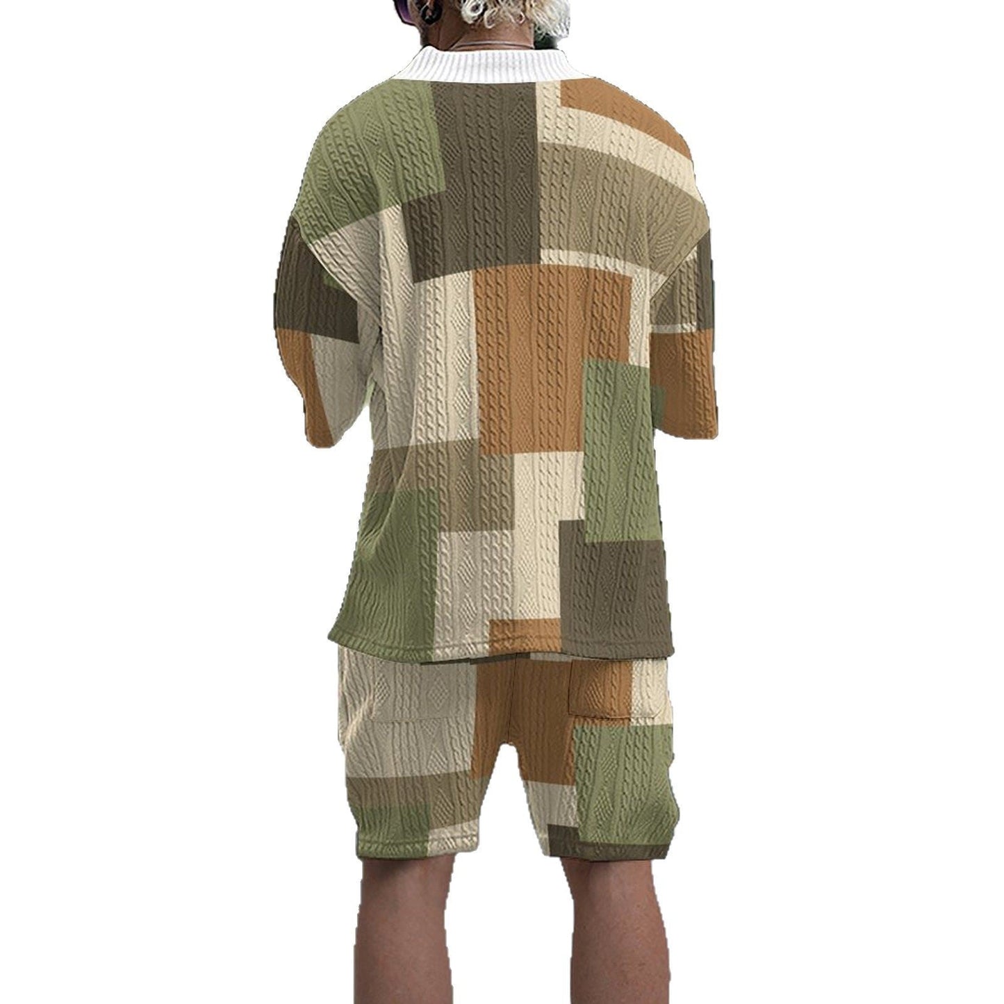 Herren T-Shirt-Shorts-Set Modern Patchwork Design Freizeit
