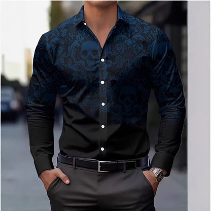 Herren Hemd mit Totenkopf Design Schwarz Cool