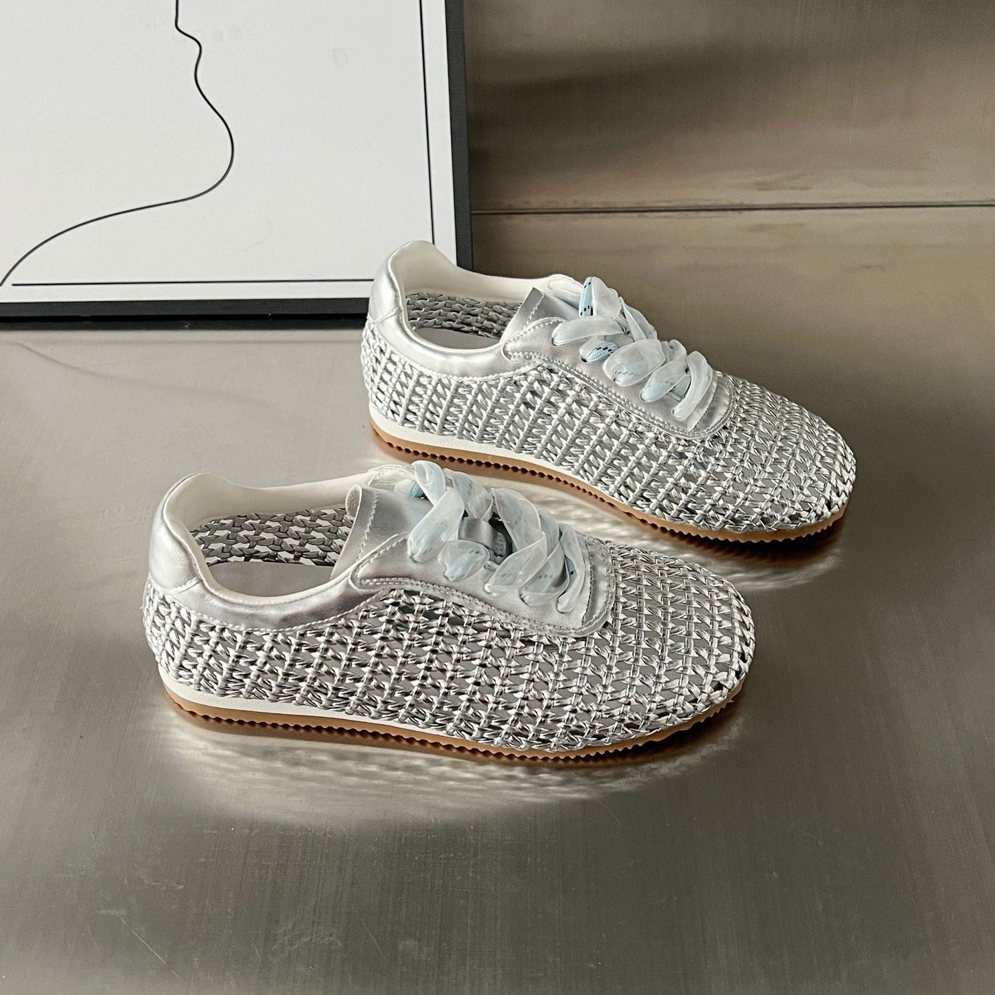 Damen Sneaker Atmungsaktiv Lace-Up Netzdesign Sportlich