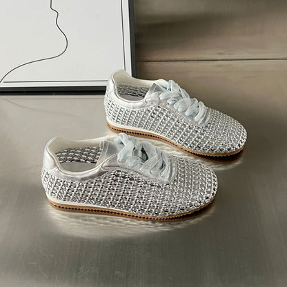 Damen Sneaker Atmungsaktiv Lace-Up Netzdesign Sportlich