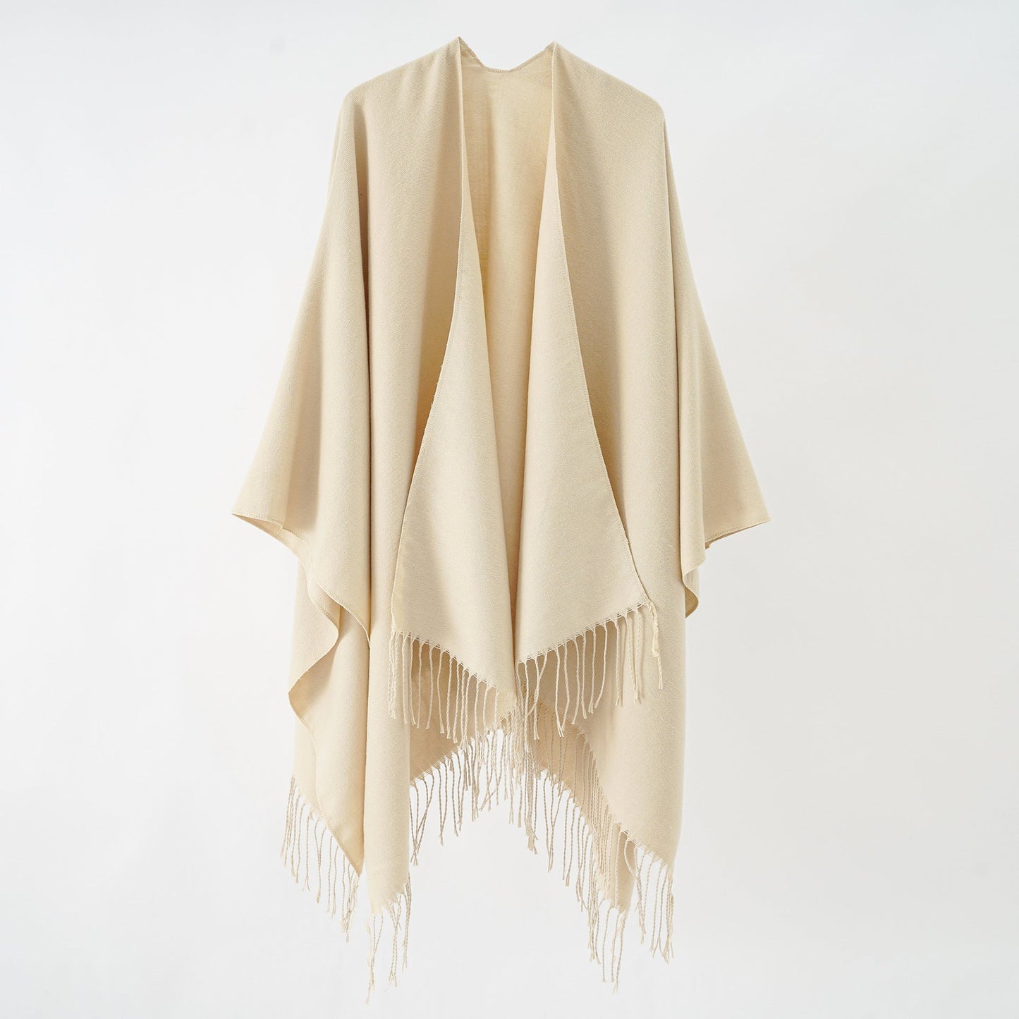 Damen Poncho Weich Fransen Luxus Modern