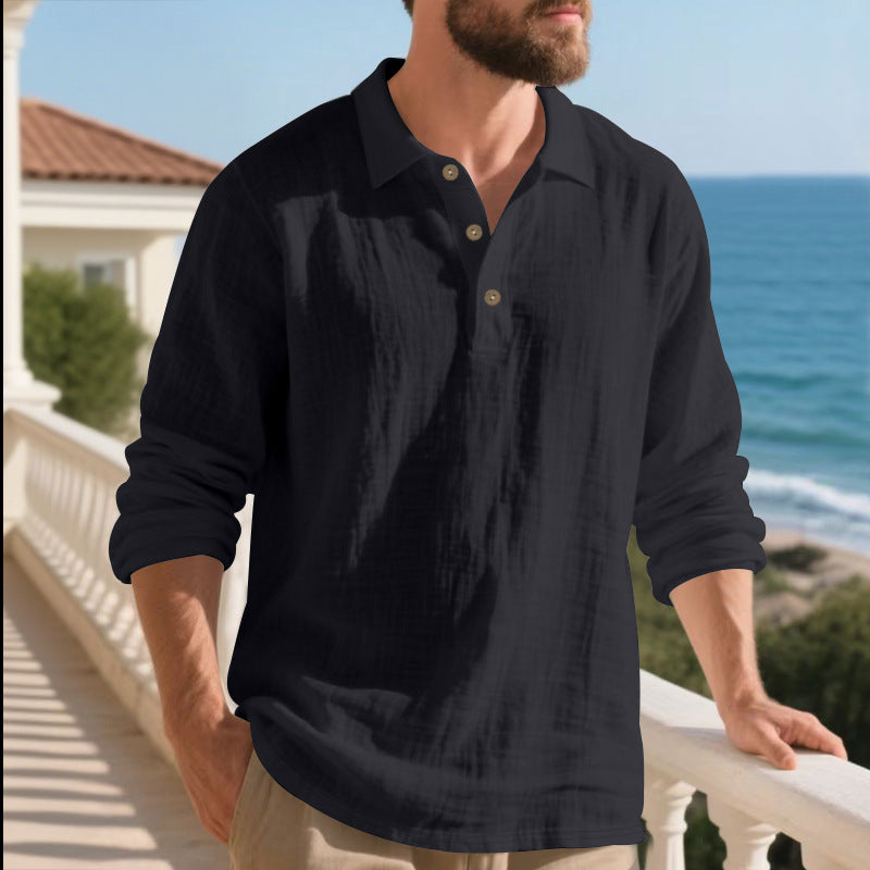 Herren Langarmhemd Modern mit Knöpfen und Texturstoff