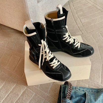 Damen Schnürstiefel Braun Stilisch Lederschuhe