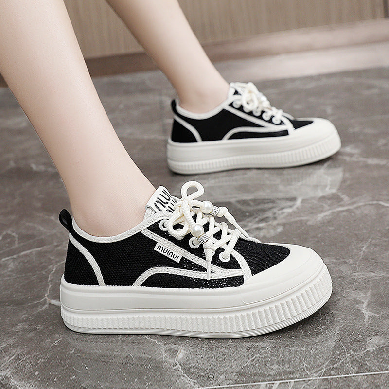 Damen Sneaker Chunky mit Perlen Trend moda