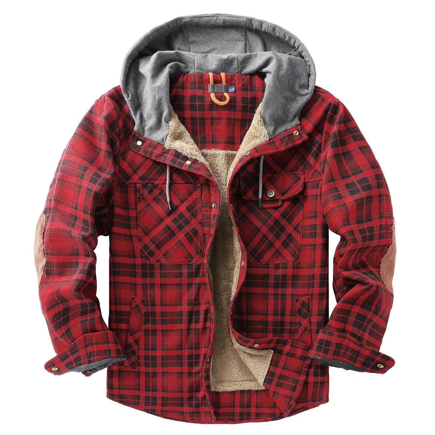 Herren Flanelljacke Weich Kapuze Warm Winter