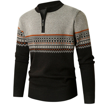 Herren Pullover Modern Geometrisches Muster Reißverschluss
