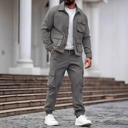 Männer Cargo Set Lässige Utility Jacke Hosen