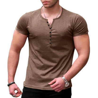 Herren T-Shirt Kurzarm Henley Freizeitstyle