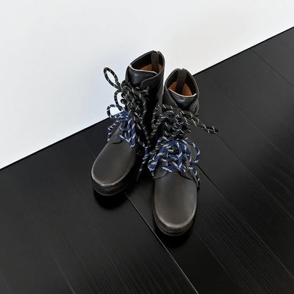 Damen Stiefel Schnürboots Mit Zierkordeln Modern