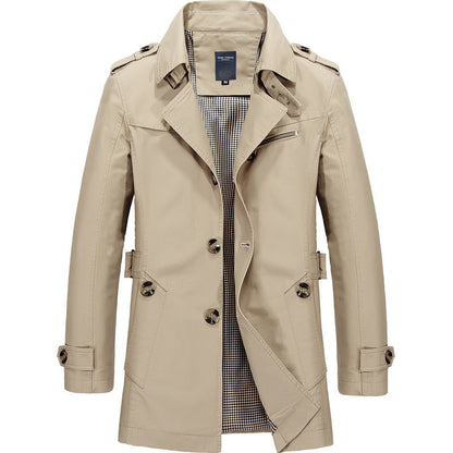 Herren Trenchcoat Jacke Modern Schnitt Wasserabweisend