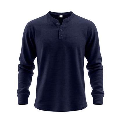 Herren Langarmshirt Strukturiert Knopfleiste Modern Berlin
