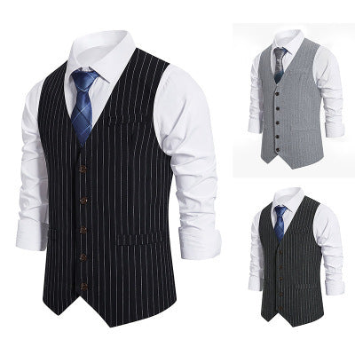 Herren Anzugweste Modern Nadelstreifen Design Mit Taschen - BerlinGlamour