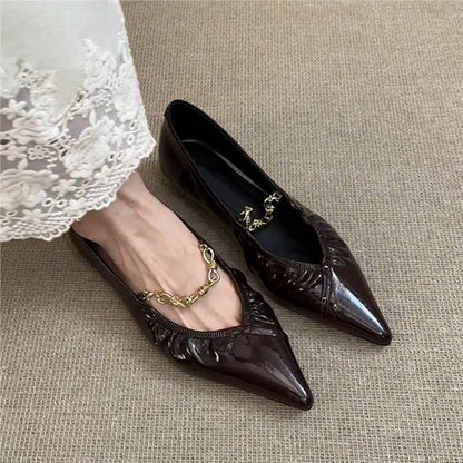 Elegante Damen Ballerinas mit Ketten Dekoration Spitze