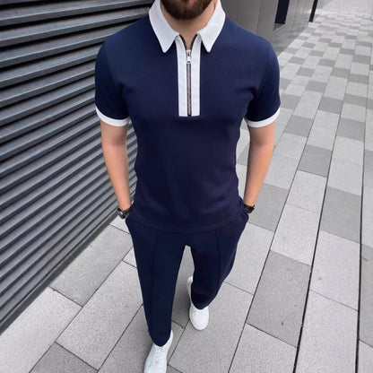 Herren Polo Set Modern Zip Up Sportlich