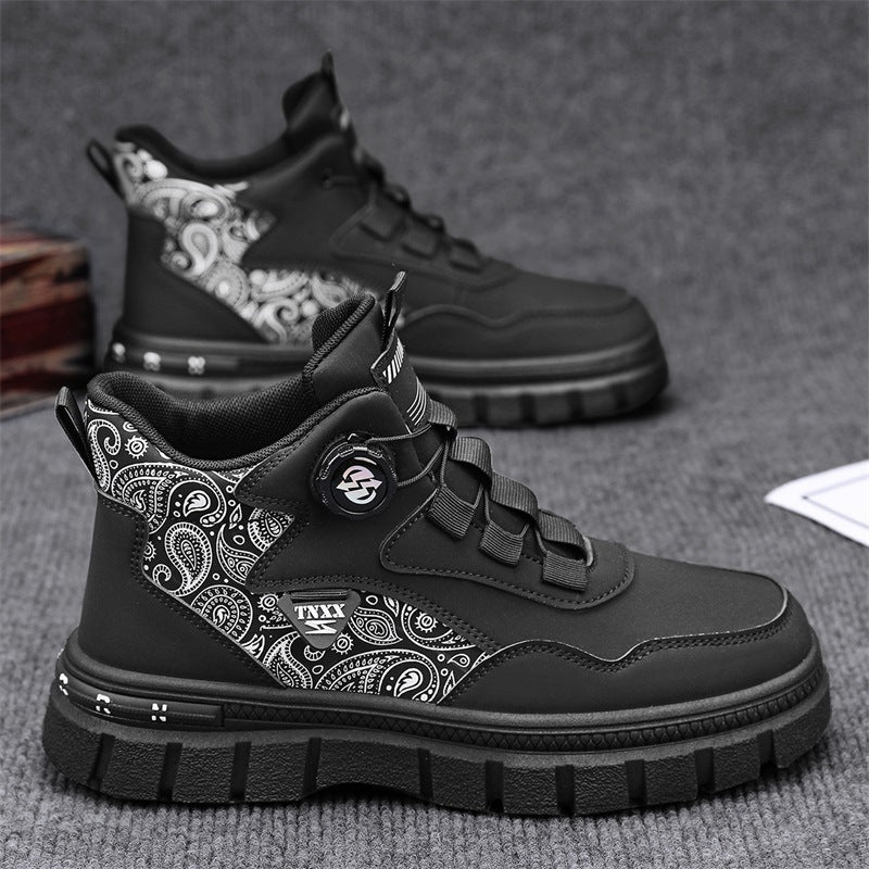 Damen Sneaker High-Top Paisley Muster Schnellschnürsystem