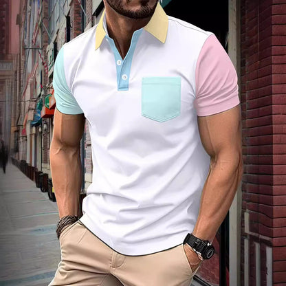 Herren Polohemd Farbblock Ärmel Modern Sportlich - BerlinGlamour
