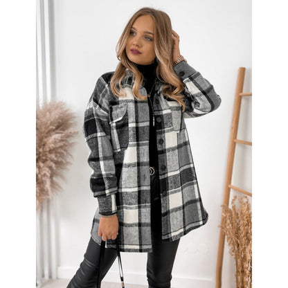 Damen Flanelljacke Karomuster Warm Modern
