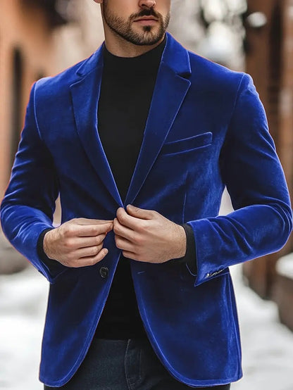 Eleganter Herren Samt Blazer Moderner Schnitt schwarz