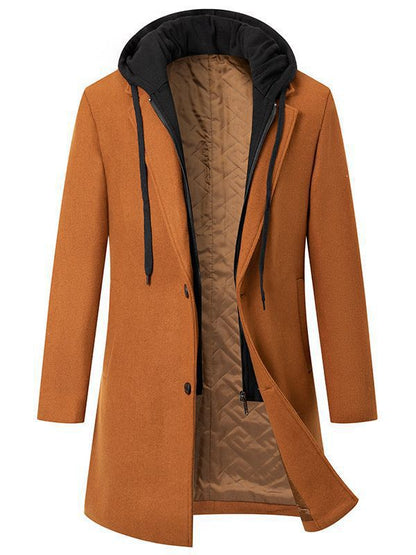 Herren Mantel Übergangsjacke Elegant Mit Abnehmbarer Kapuze