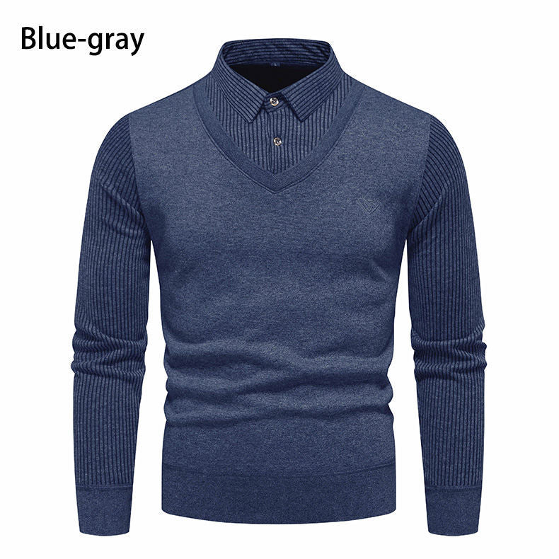 Herren Strickpullover V-Ausschnitt Modern Rippenmuster