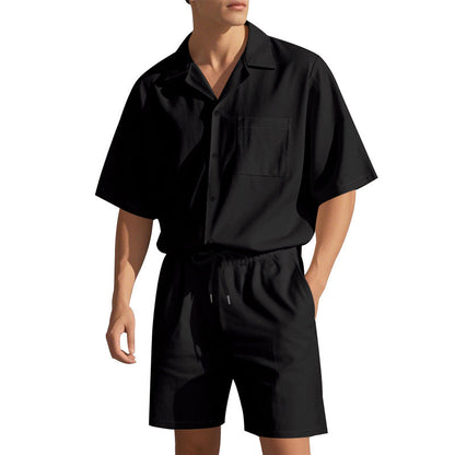 Herren Sommer Set Kurzarmhemd Shorts Modern Komfortabel