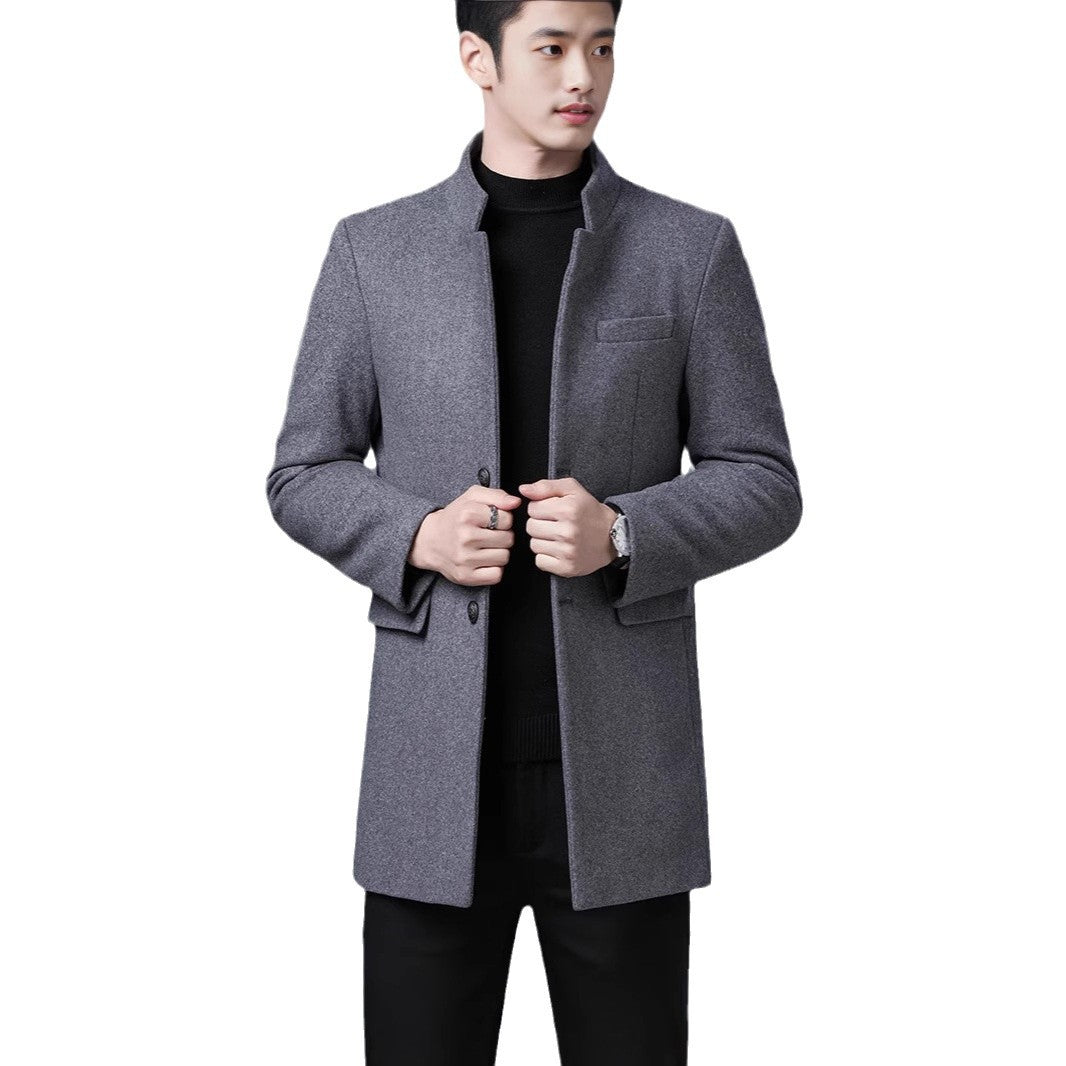 Herren Wollmantel Modern Stehkragen Elegant