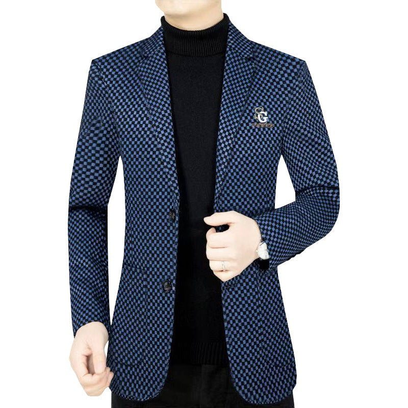 Herren Anzugjacke Schachbrettmuster Modern Slimfit