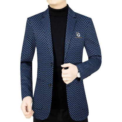 Herren Anzugjacke Schachbrettmuster Modern Slimfit