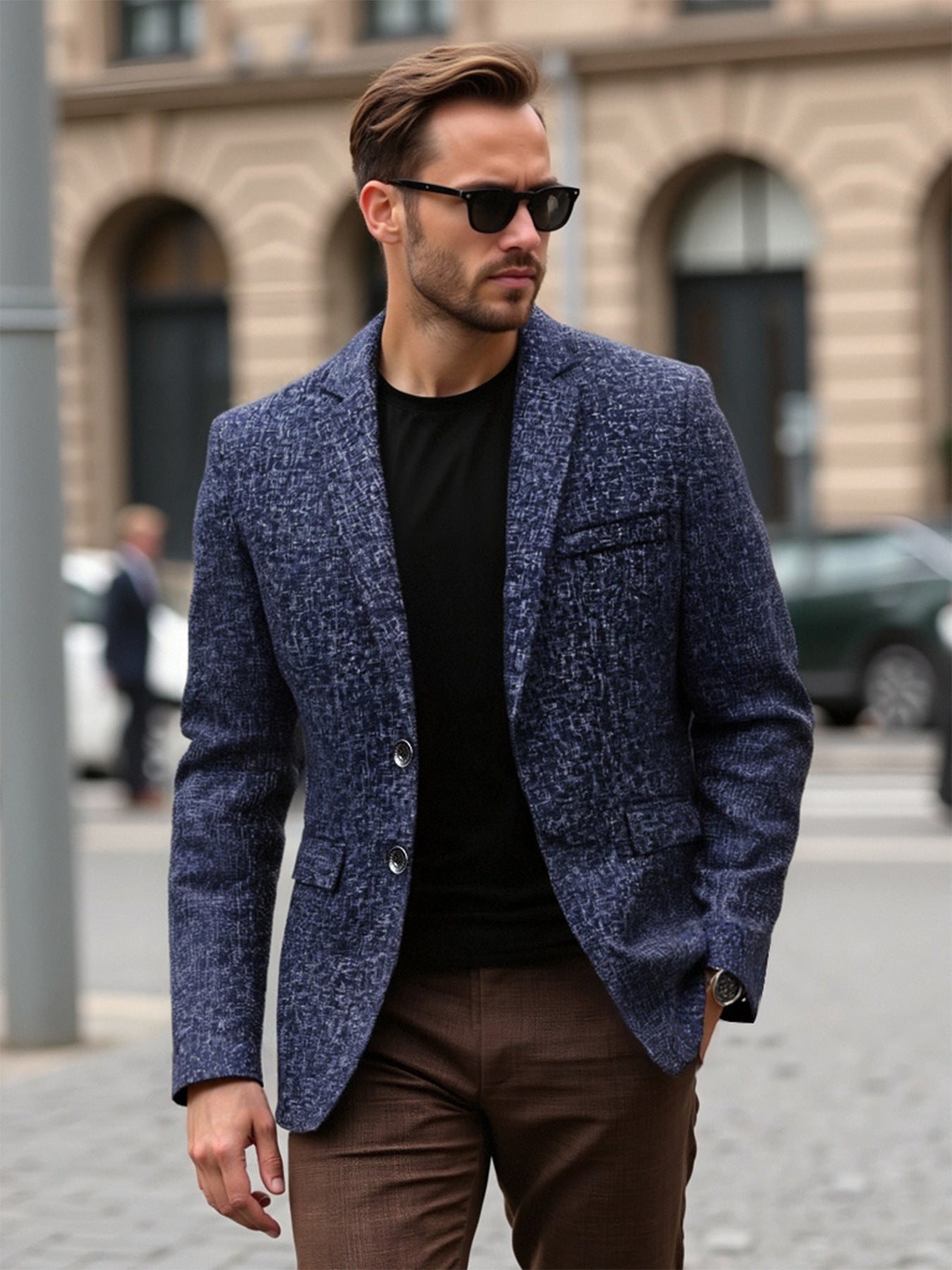 Herren Blazer Elegant Modern Strukturiert Polyester