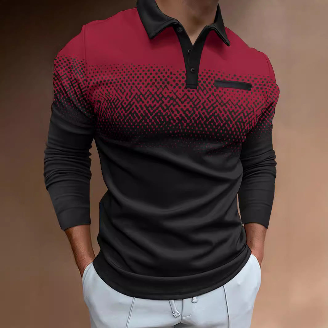 Herren Poloshirt Langarm Digitaldruck Berlin Style