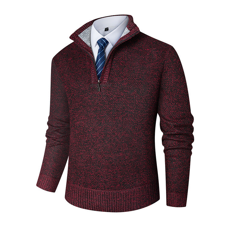 Herren Pullover Feinstrick Halbzipper Modern