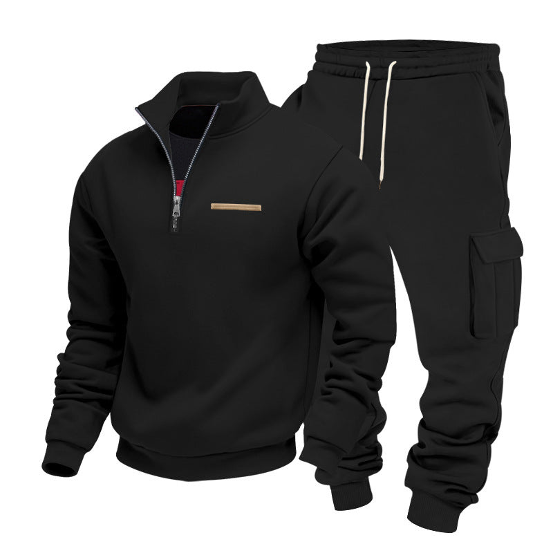 Herren Sportanzug Set Hochkragen Taschen Freizeit