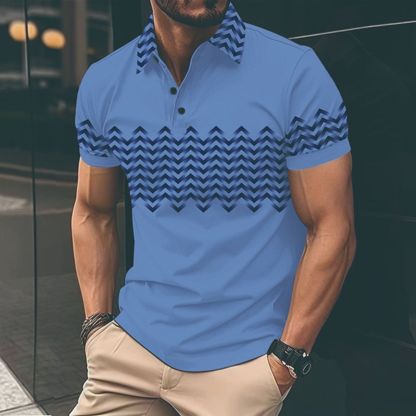 Herren Poloshirt Modern Musterdetails Slim Fit