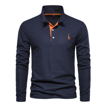 Herren Poloshirt Langarm Modern atmungsaktiv Baumwolle