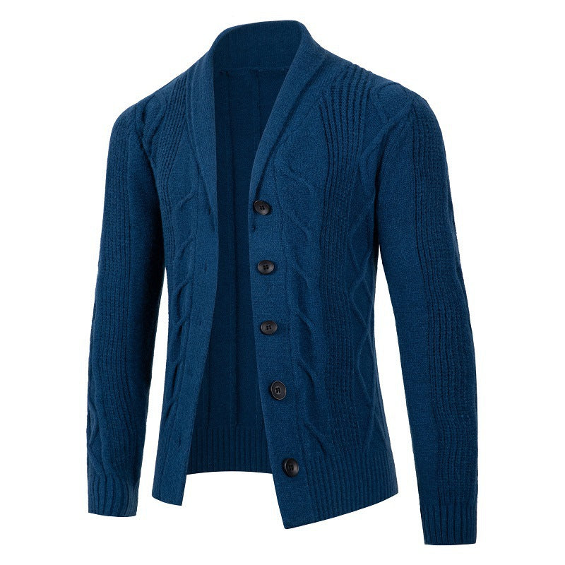 Herren Strickjacke Modisch Kabelmuster Knopfleiste