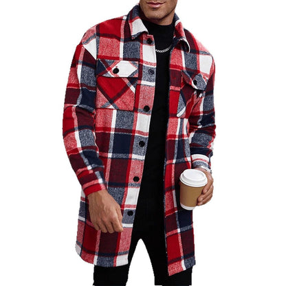 Herren Flanelljacke Kariert Modern mit Taschen