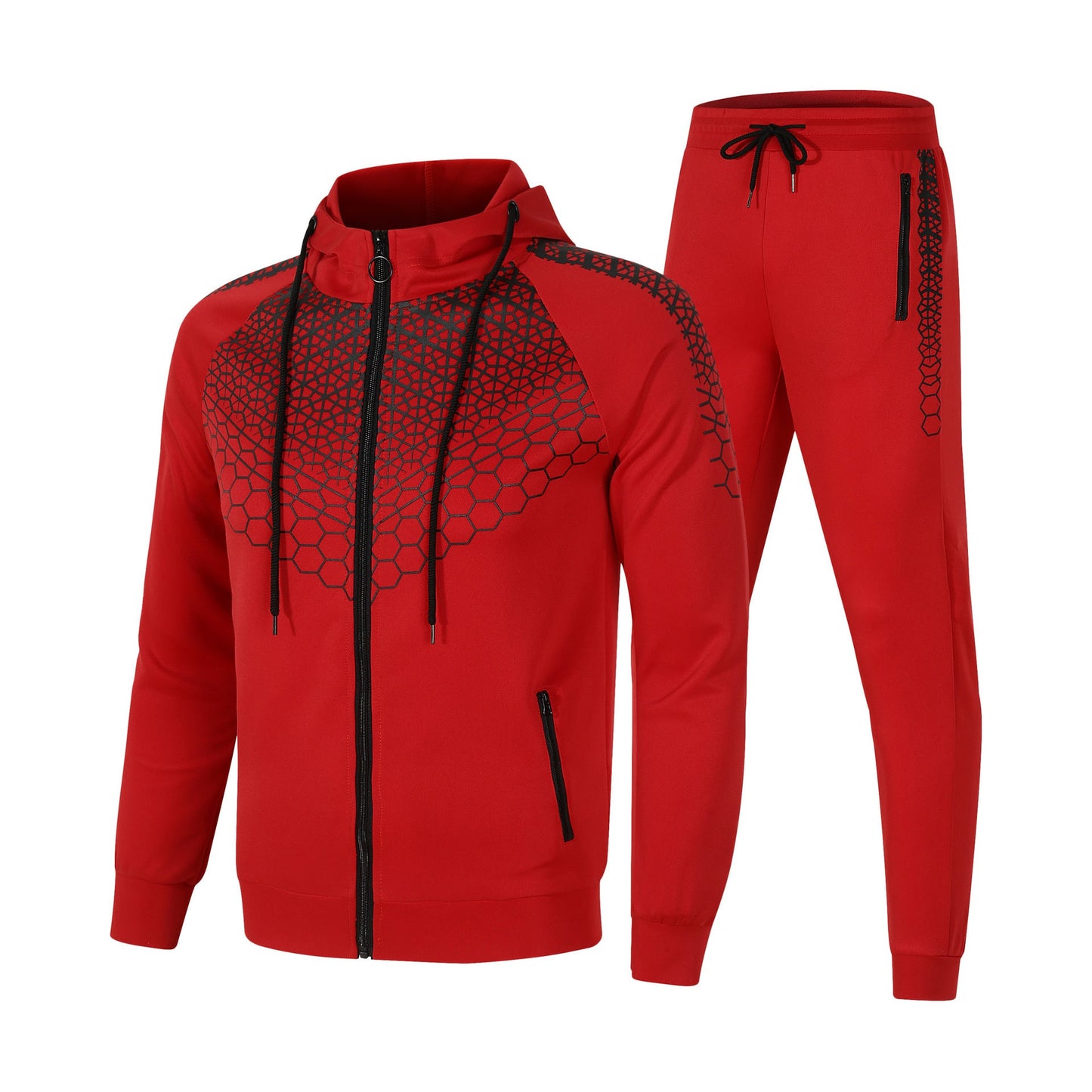 Herren Sportanzug Set Funktionelles Trainingsoutfit Wabenmuster